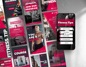 Fitness Coach Instagram Templates Bundle Kit stories mockup