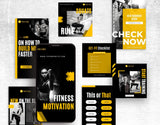 Fitness Coach Instagram Templates Bundle Kit posts and stories mockup