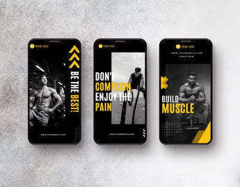 Fitness Coach Instagram Templates Bundle Kit phones stories mockup