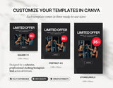 Fitness Coach Instagram Templates Bundle Kit Sizes Mockup