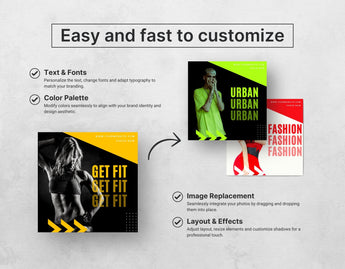 Fitness Coach Instagram Templates Bundle Kit Easy to edit mockup