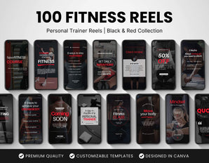 100 Fitness Instagram Reels Templates Bundle Red DigiPax