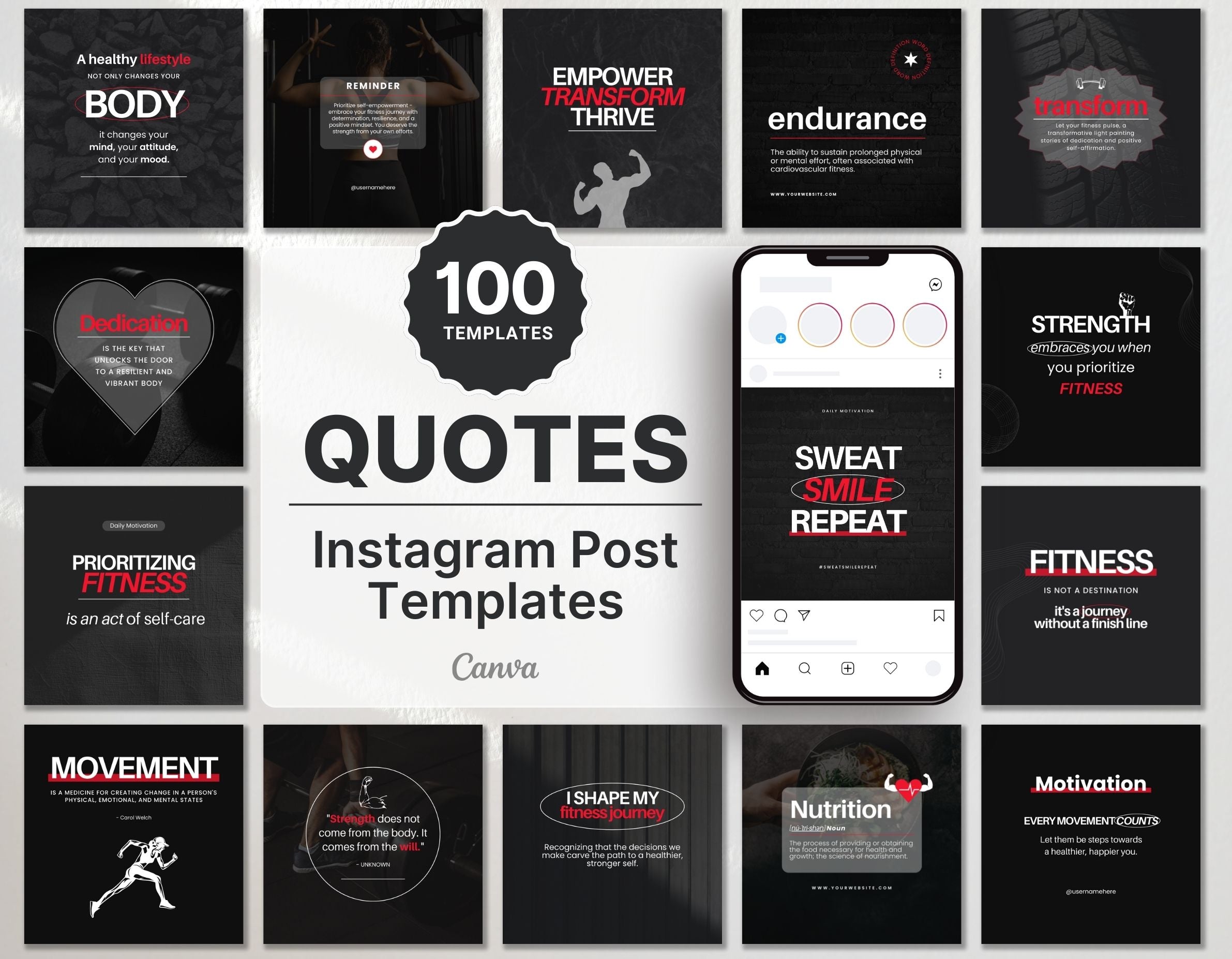 Fitness Quotes Instagram Post Templates DigiPax