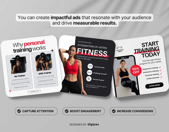 Fitness Coach Static Meta Ad Templates Red DigiPax