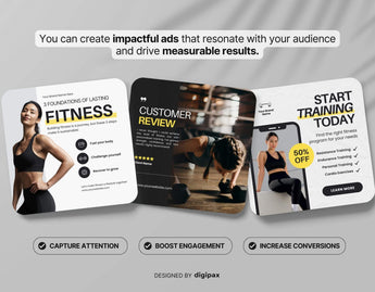 Fitness Coach Static Meta Ad Templates DigiPax