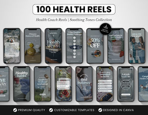 100 Health Coach Instagram Reels Templates Bundle Cover