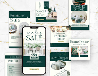 Home Decor Instagram Templates Bundle Kit posts and stories mockup