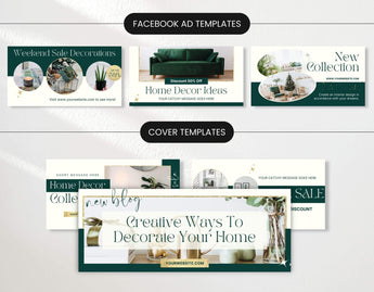 Home Decor Facebook Ad Templates and Cover Templates mockup DigiPax