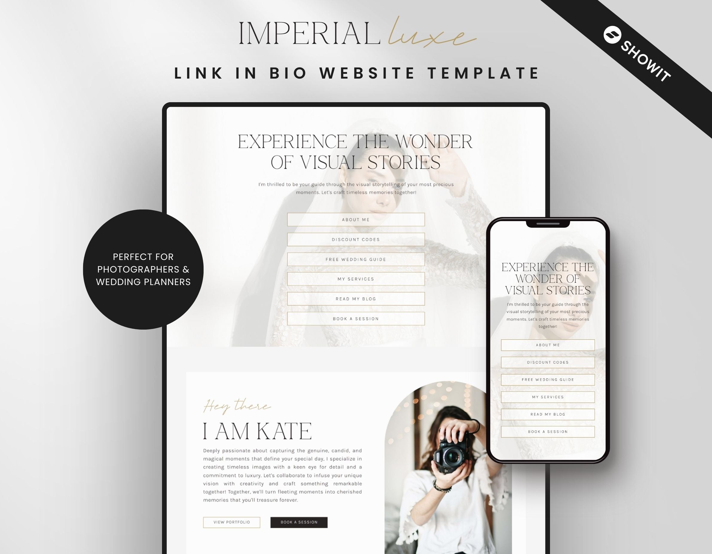 Showit Link in Bio Template Luxury Photography DigiPax