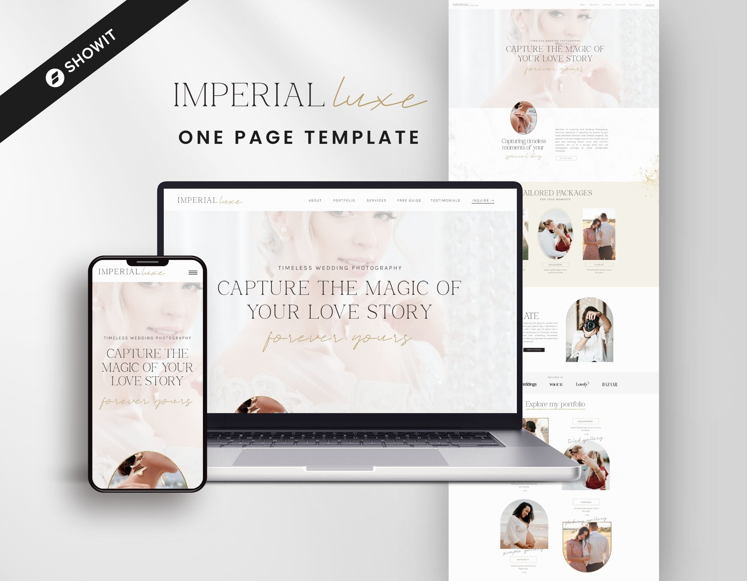 Showit One-Page Website Template Luxury Photography DigiPax