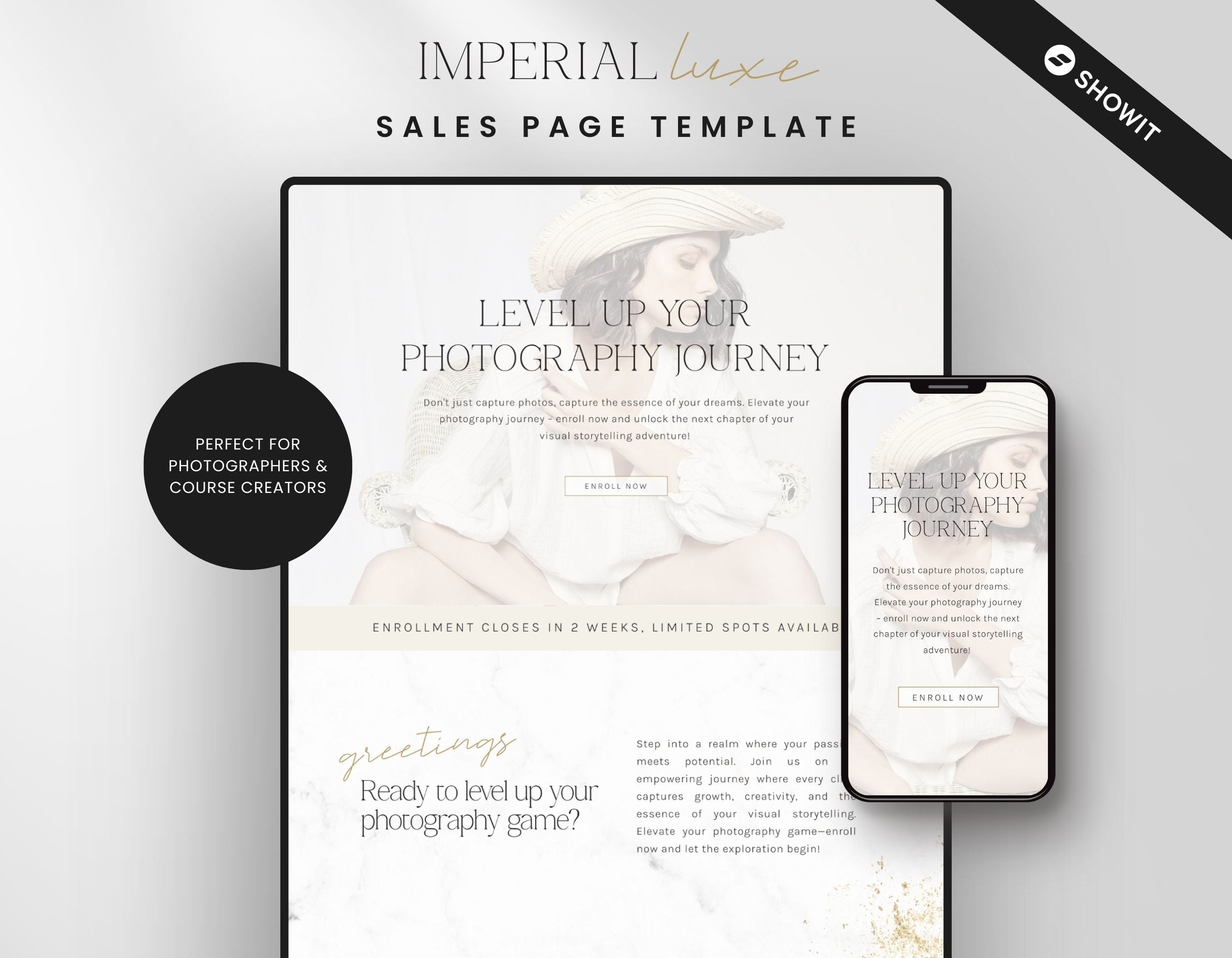 Luxury Showit Sales Page Template for Photographers DigiPax