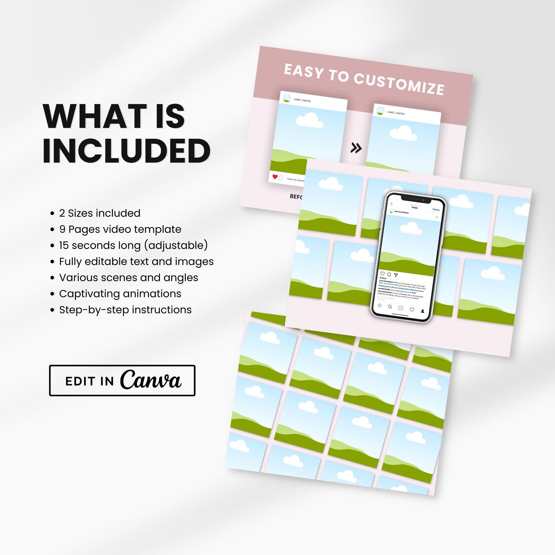 Etsy Instagram Posts Listing Video Template White DigiPax