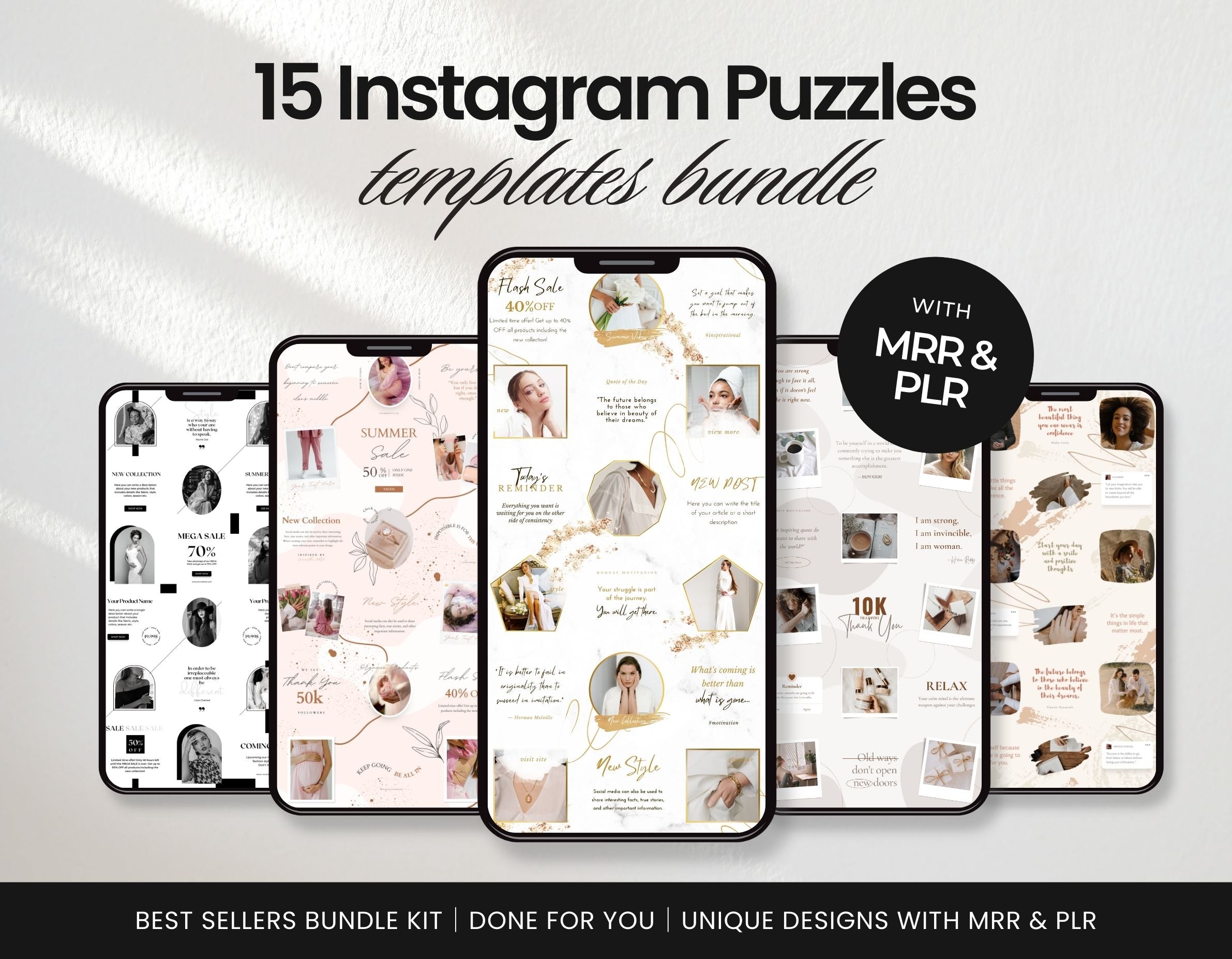 PLR MRR Instagram Puzzle Templates Bundle Cover mockup DigiPax