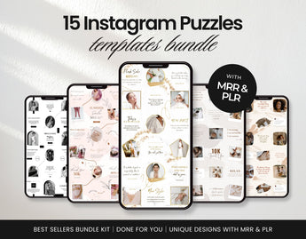 PLR MRR Instagram Puzzle Templates Bundle Cover mockup DigiPax