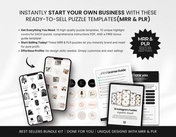PLR MRR Instagram Puzzle Templates Bundle ready to sell products mockup DigiPax
