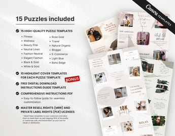 PLR MRR Instagram Puzzle Templates Bundle What is included mockup DigiPax