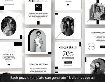PLR MRR Instagram Puzzle Templates Bundle Posts Mockup DigiPax