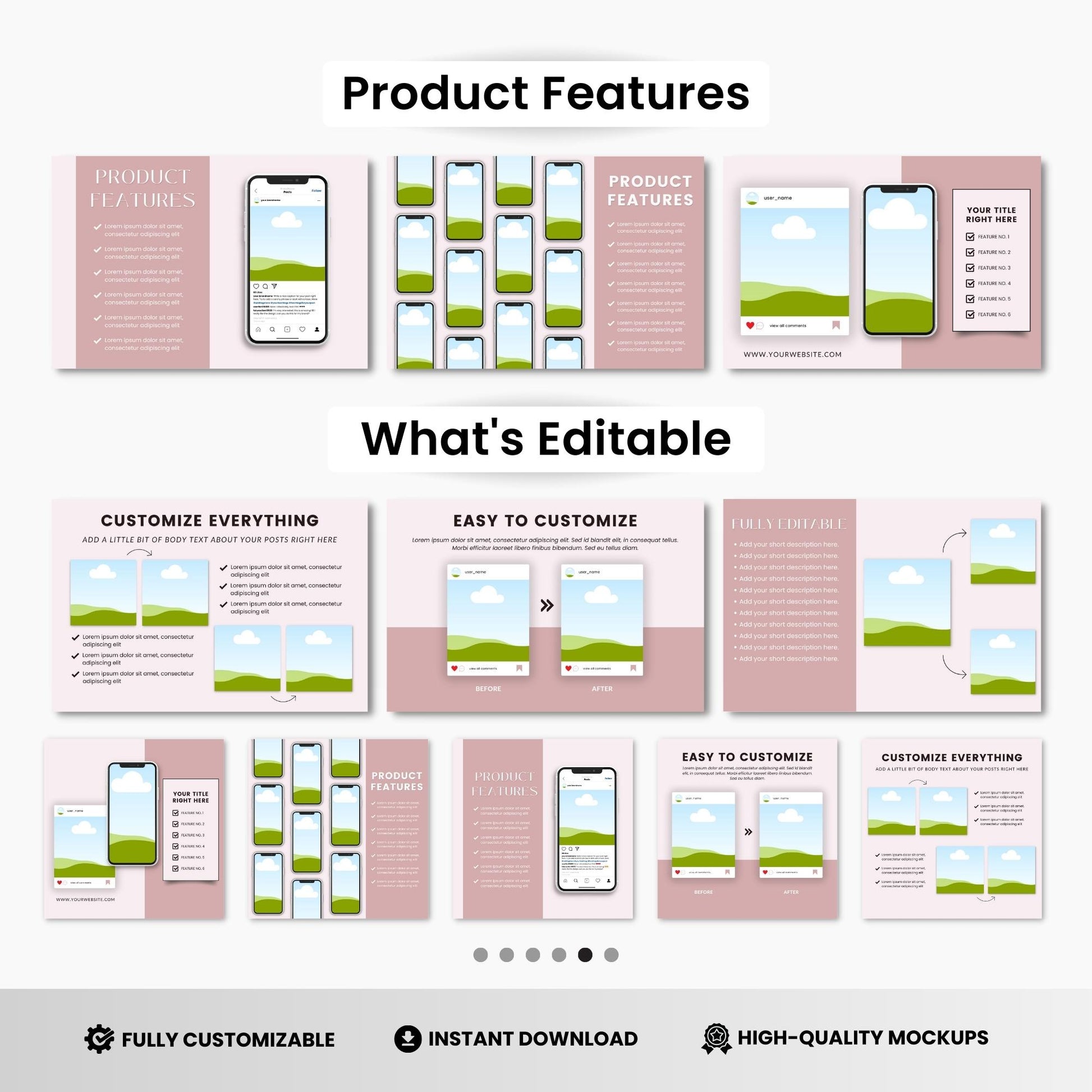 Instagram Templates Mockups Bundle White Devices DigiPax