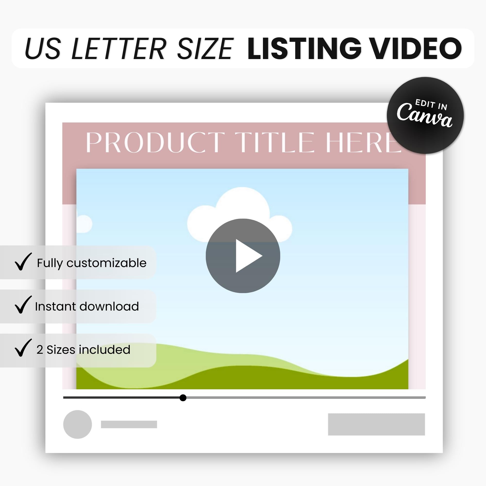 Etsy Landscape US Letter Size Listing Video Template DigiPax