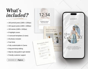 Luxury Photography Instagram Templates Bundle Kit What is included Mockup