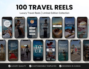 100 Luxury Travel Reels Templates Bundle DigiPax