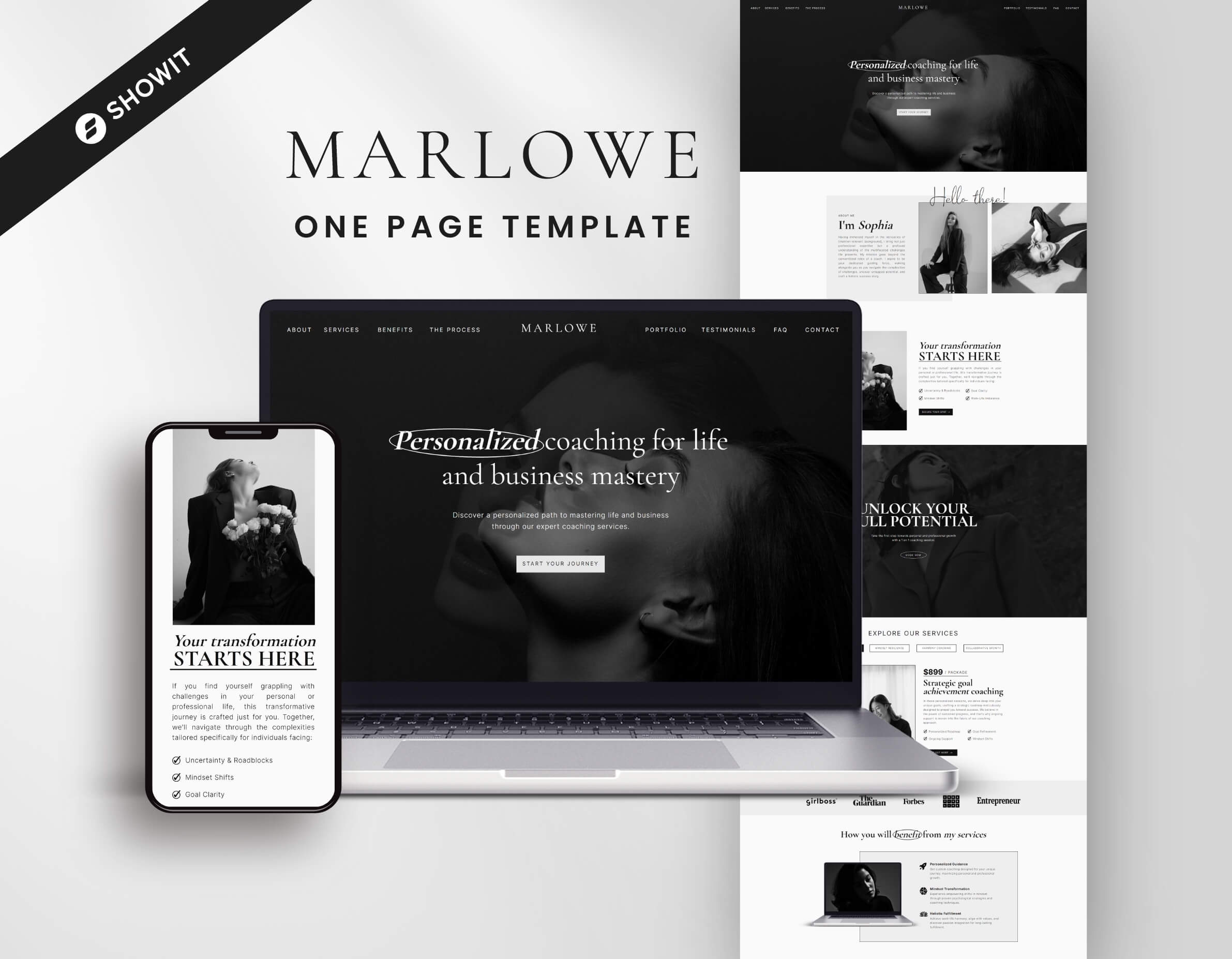 Showit One-Page Website Template for Coaches DigiPax