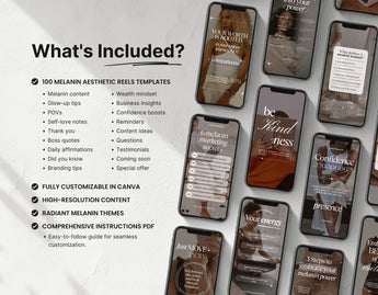 100 Melanin Instagram Reels Templates Bundle What is included Mockup