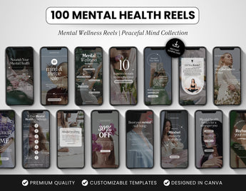 100 Mental Health Reels Templates Bundle DigiPax