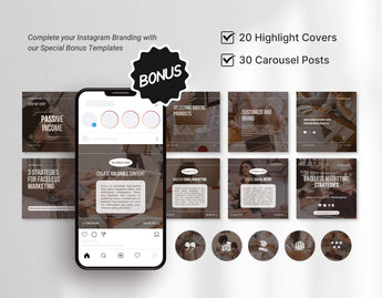 PLR MRR Mompreneur Faceless Instagram Templates Bundle DigiPax