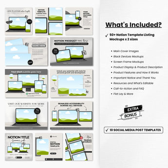 Notion Template Canva Mockups Bundle Black Devices DigiPax