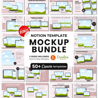 Notion Template Canva Mockups Bundle White Devices DigiPax