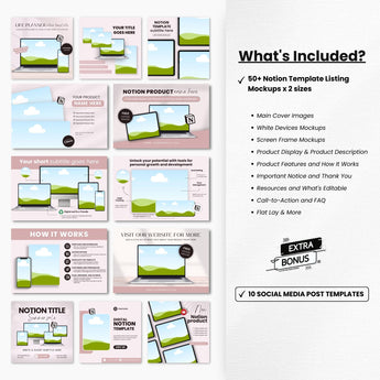 Notion Template Canva Mockups Bundle White Devices DigiPax