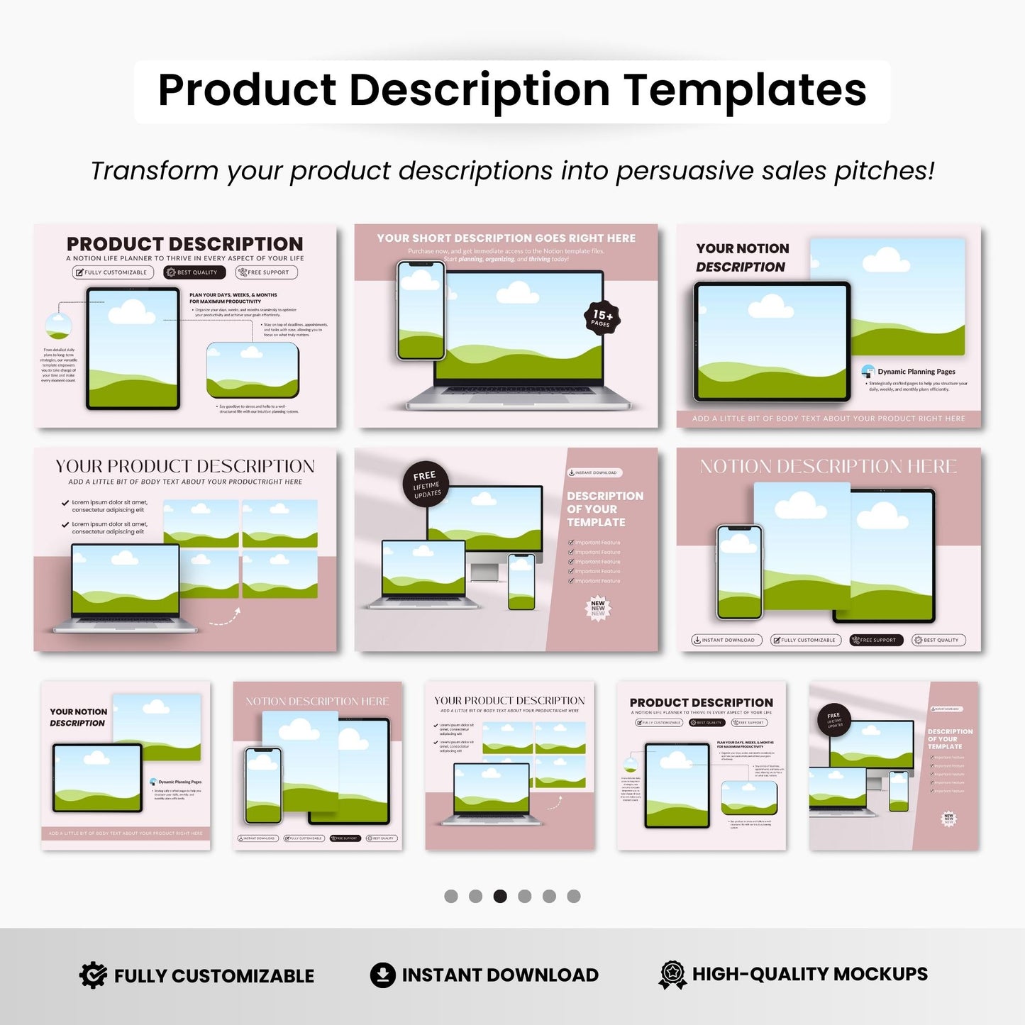 Notion Template Canva Mockups Bundle White Devices DigiPax