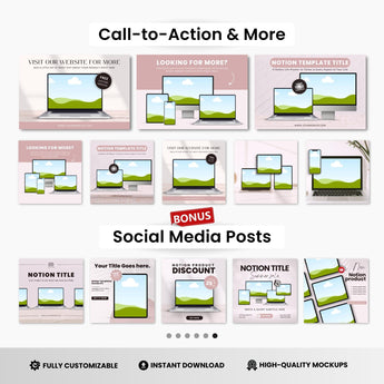 Notion Template Canva Mockups Bundle White Devices DigiPax