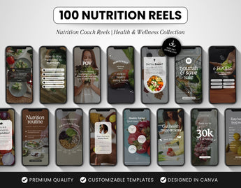 100 Nutrition Coach Reels Templates Bundle DigiPax