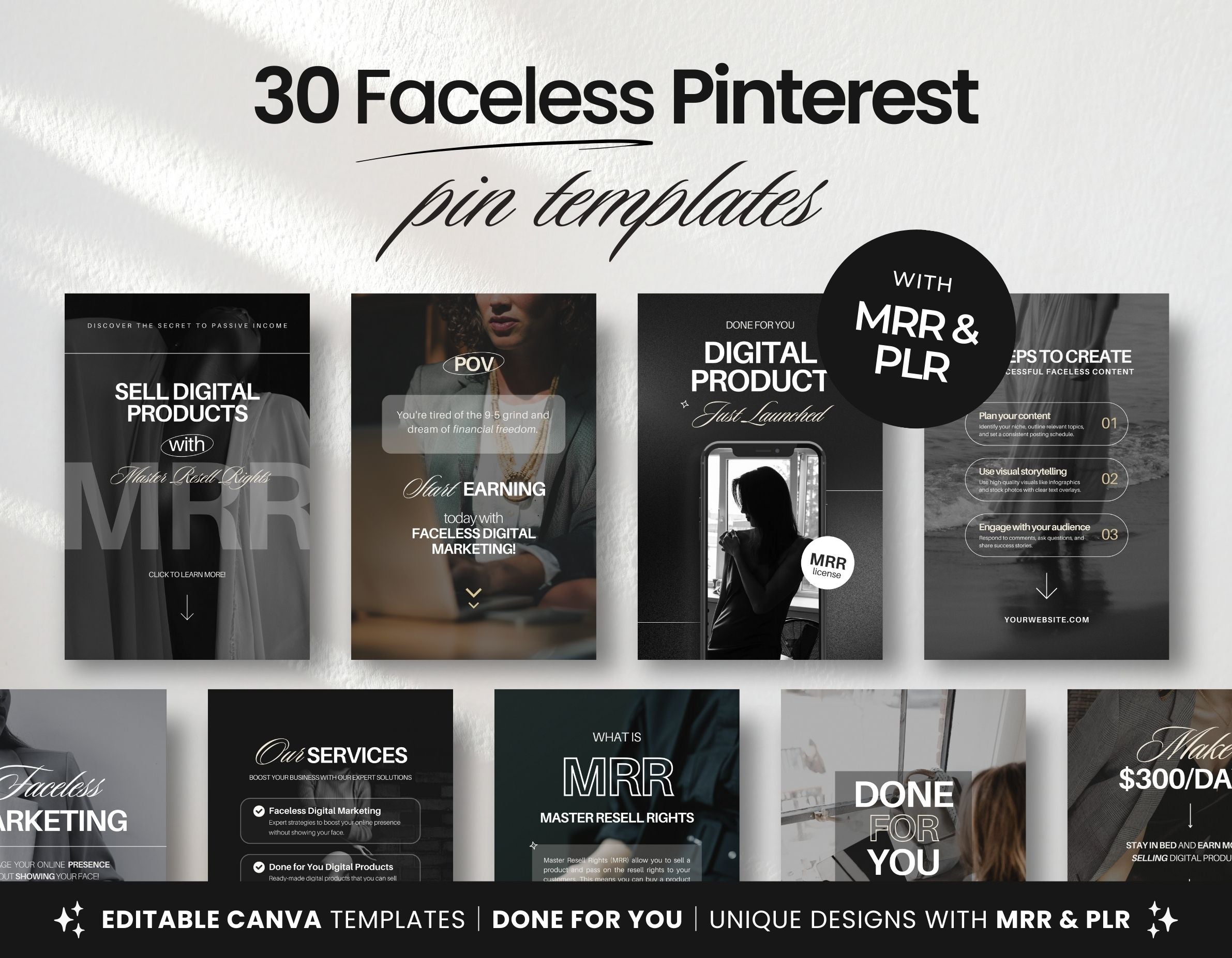 PLR MRR Faceless Pinterest Pin Templates Bundle DigiPax