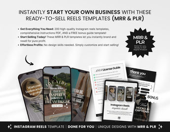 PLR MRR Instagram Faceless Reels Templates Bundle DigiPax