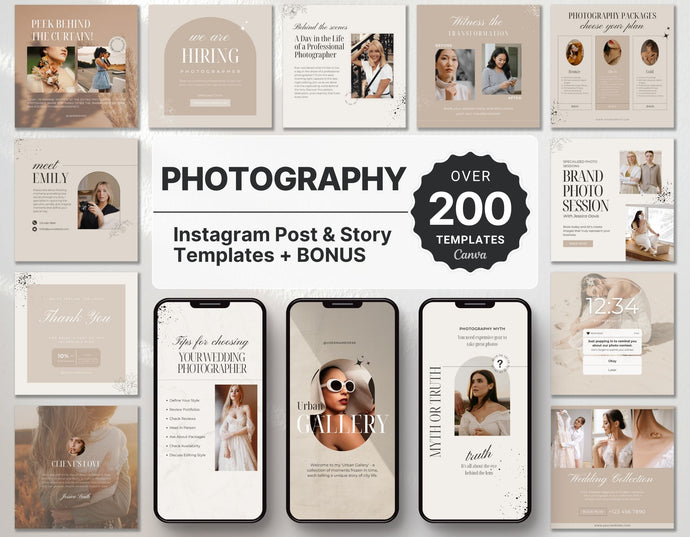 Photography Instagram Templates Bundle Aesthetic DigiPax