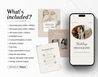 Photography Instagram Templates Bundle Aesthetic What is Included Mockup