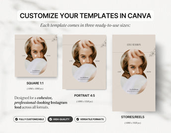 Photography Instagram Templates Bundle Aesthetic Sizes Mockup