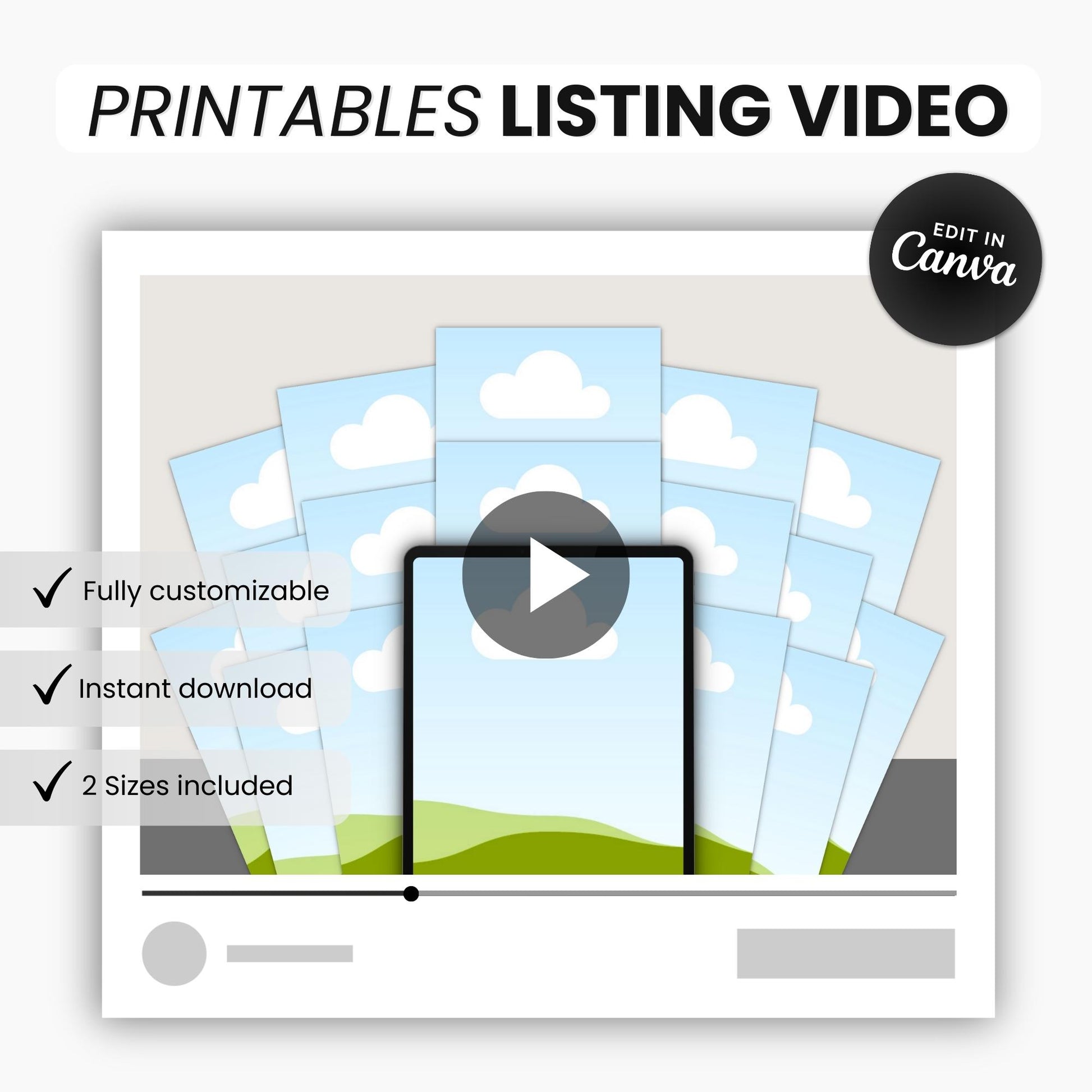 Etsy Printables Bundle Listing Video Template Black DigiPax