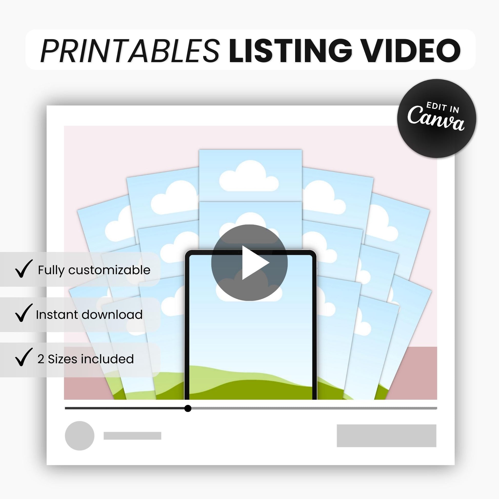 Etsy Printables Bundle Listing Video Template White DigiPax