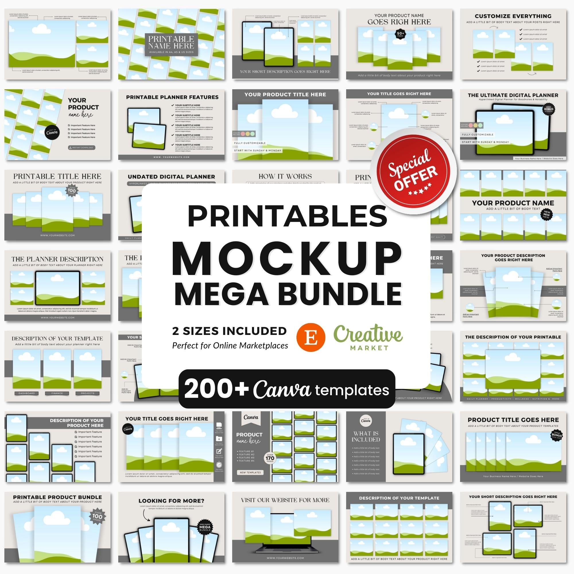 Printables Canva Mockup Templates Mega Bundle DigiPax