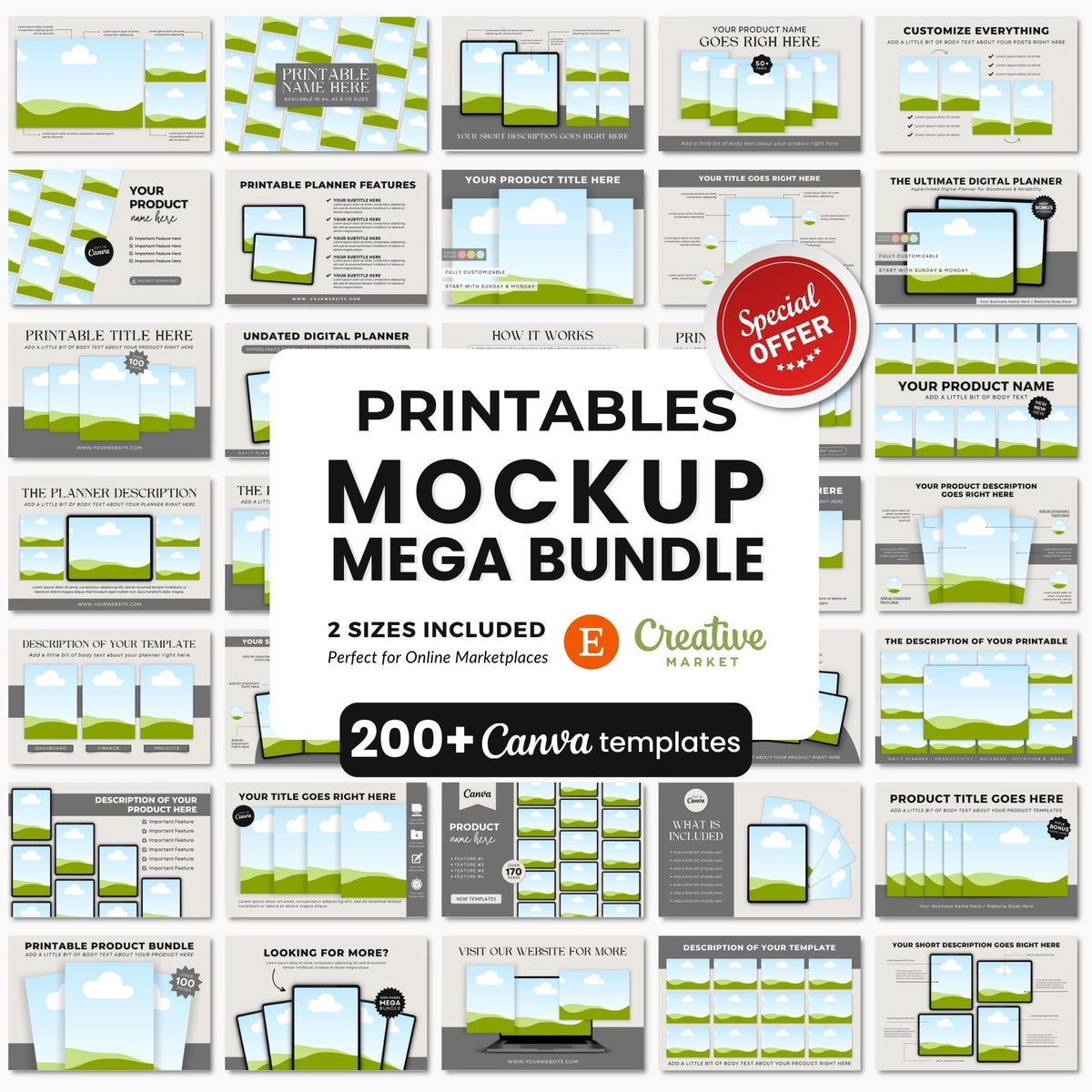A4 Document Pages Canva Mockup Templates Bundle - DigiPax