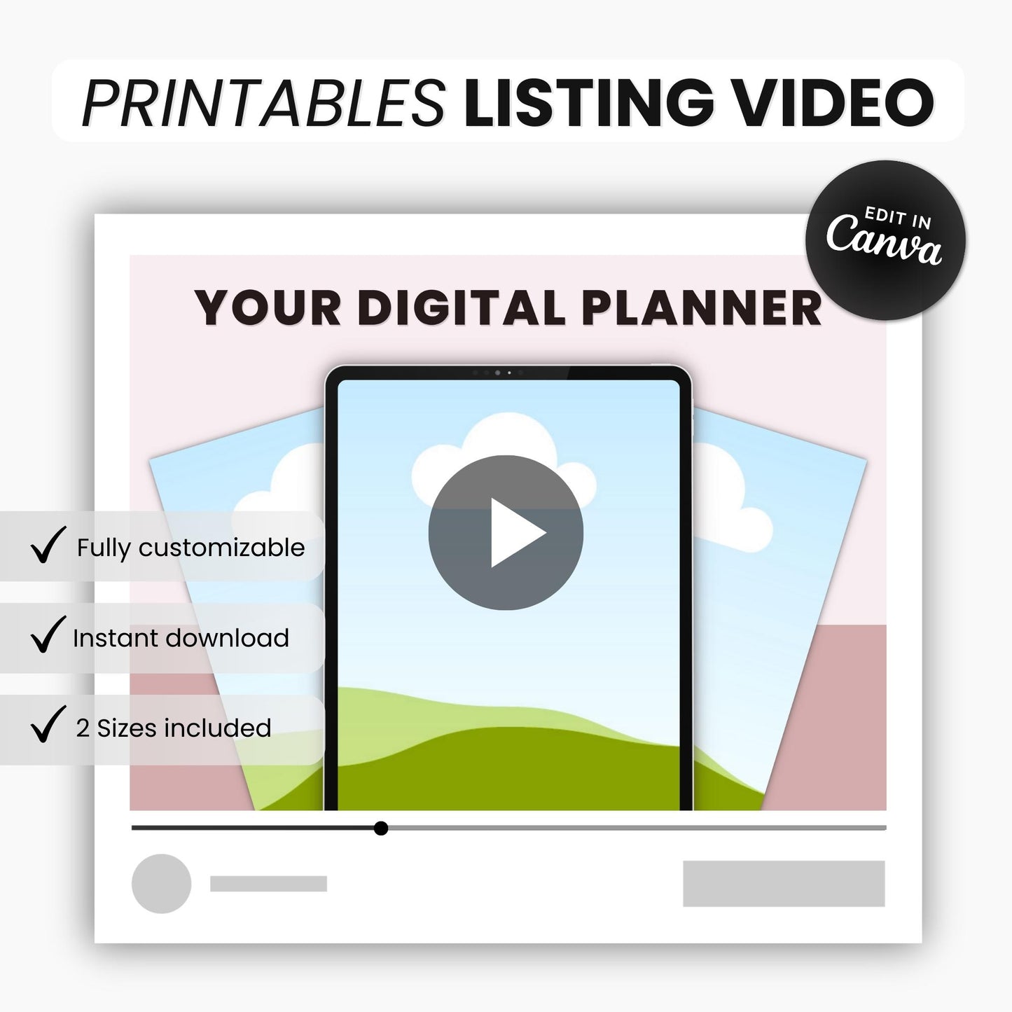 Etsy Printables Listing Video Template Pink DigiPax