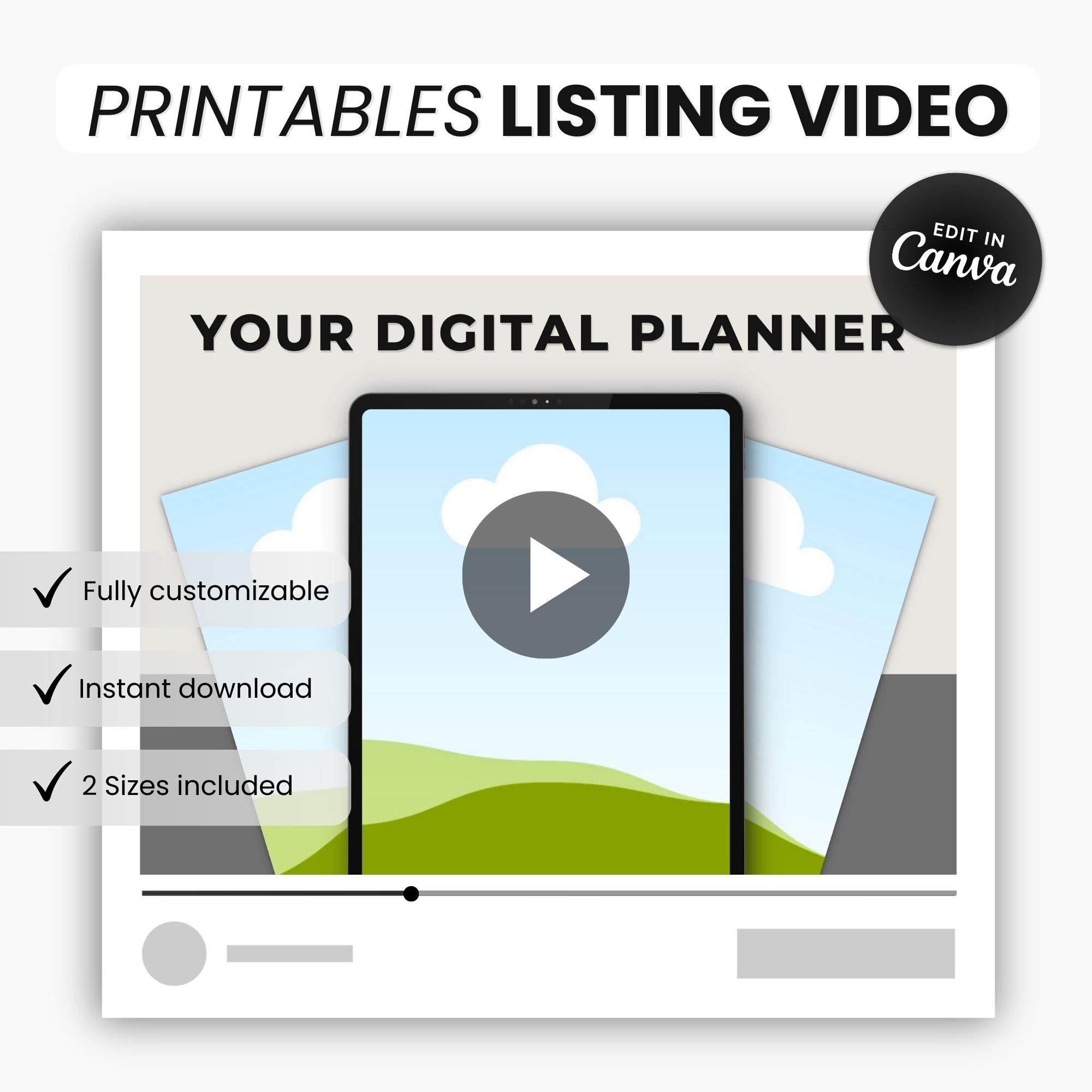 Etsy Printables Listing Video Template Black DigiPax