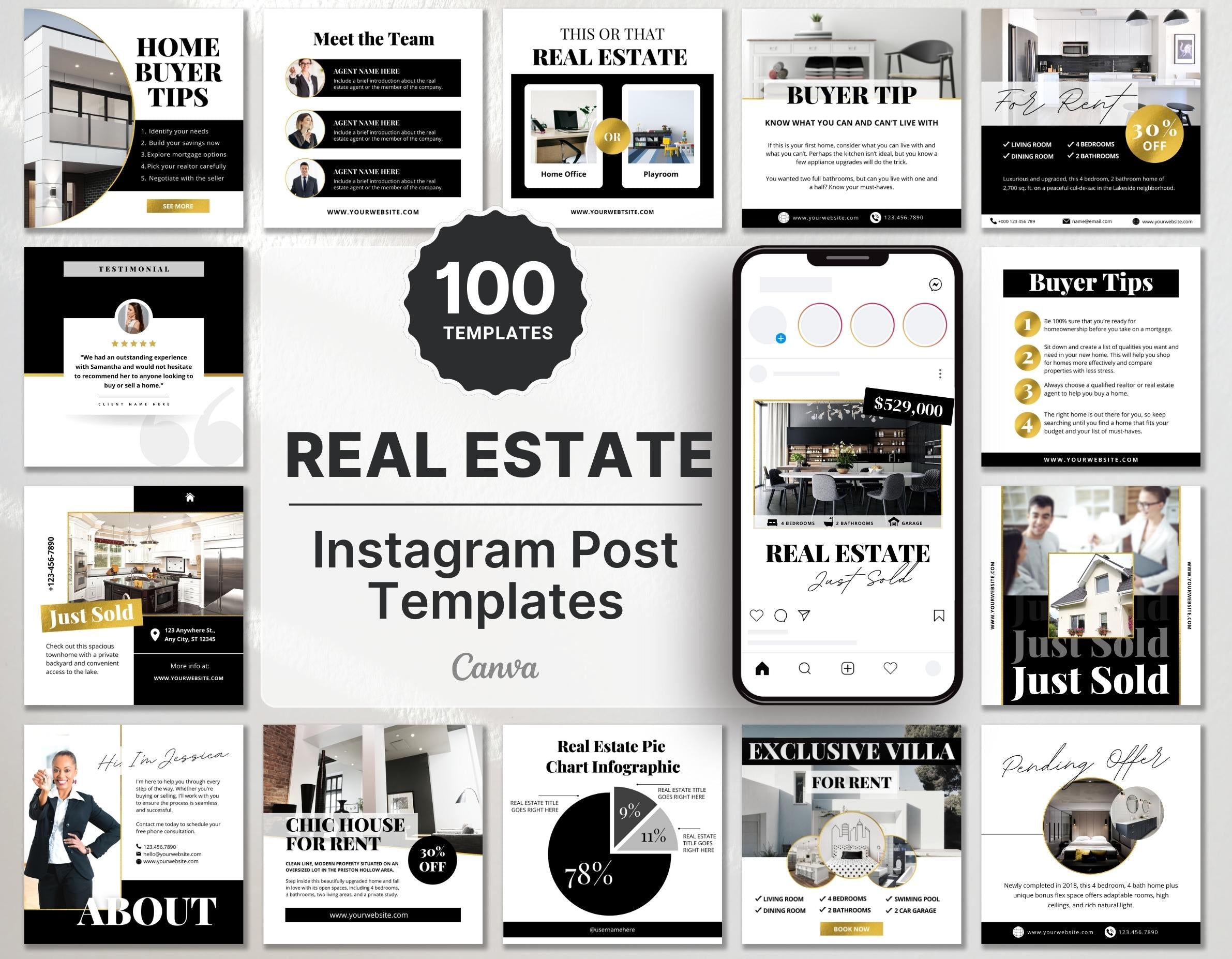 Real Estate Instagram Post Templates Luxury Cover Mockup