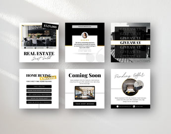 Real Estate Instagram Post Templates Luxury 6 posts mockup