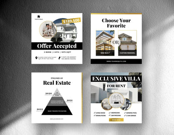 Real Estate Instagram Post Templates Luxury 4 posts mockup