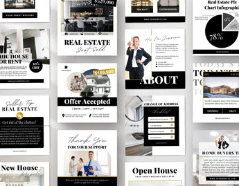 Real Estate Instagram Post Templates Luxury various posts mockup